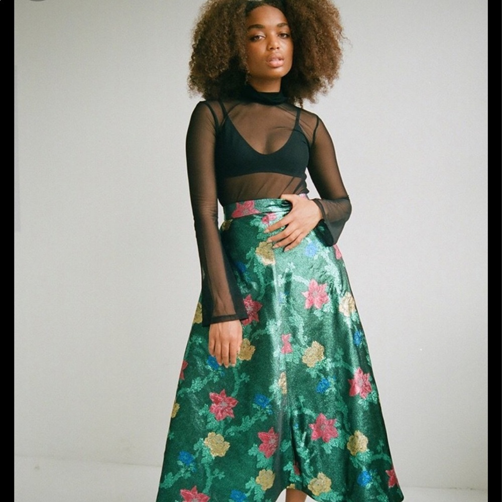 Eliza Faulkner Black Mesh Turtleneck with Bell Sleeves